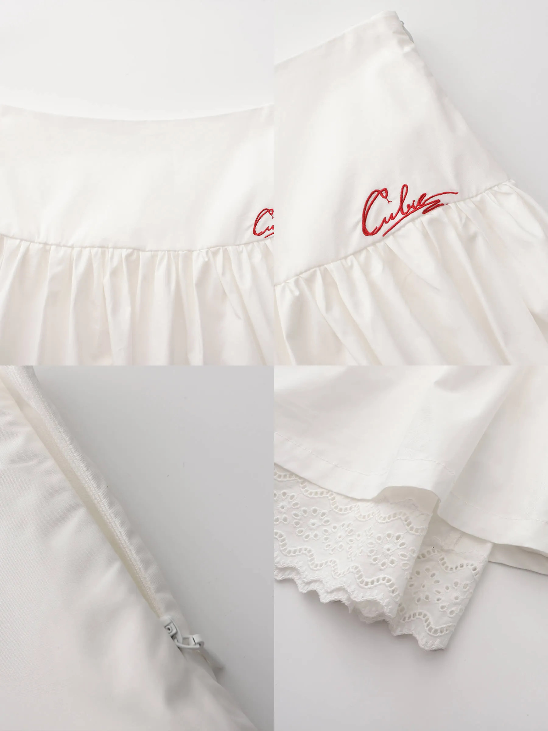 100% Cotton Double Layer Lace A-Line Skirt