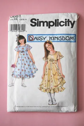 90s Daisy Kingdom Girl's Dress and Slip Simplicity Pattern 0681 Pretty Sewing Retro 1990s