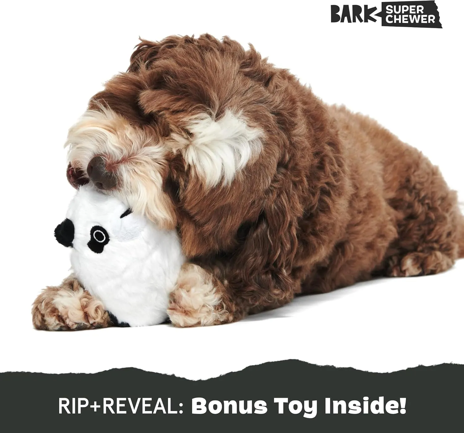 Barkbox Super Chewer Tough Dog Chew Toys for Aggressive Chewers, Plush 2 Toys in 1 (Panda - Large)