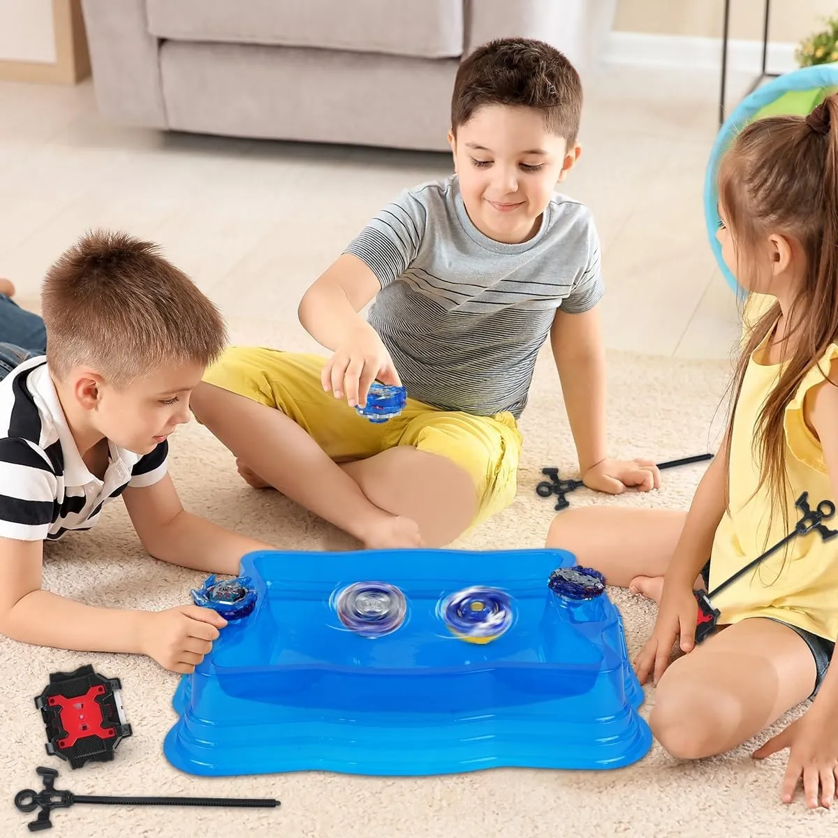 Bey Set Blades Stadium Large,Bay Battle Blade Arena Big,Beys Burst Evolution Turbo,6 Burst Tops 2 Launchers Pack,Blade Blades for Boys 8-12,Blayde Blades Toy w/Gift Box