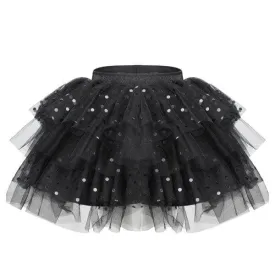 BLACK LAYERED NET SKIRT