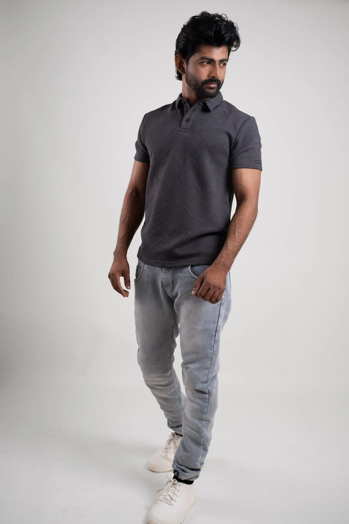 Boldman Dark Gray Polo Tshirt  For Men