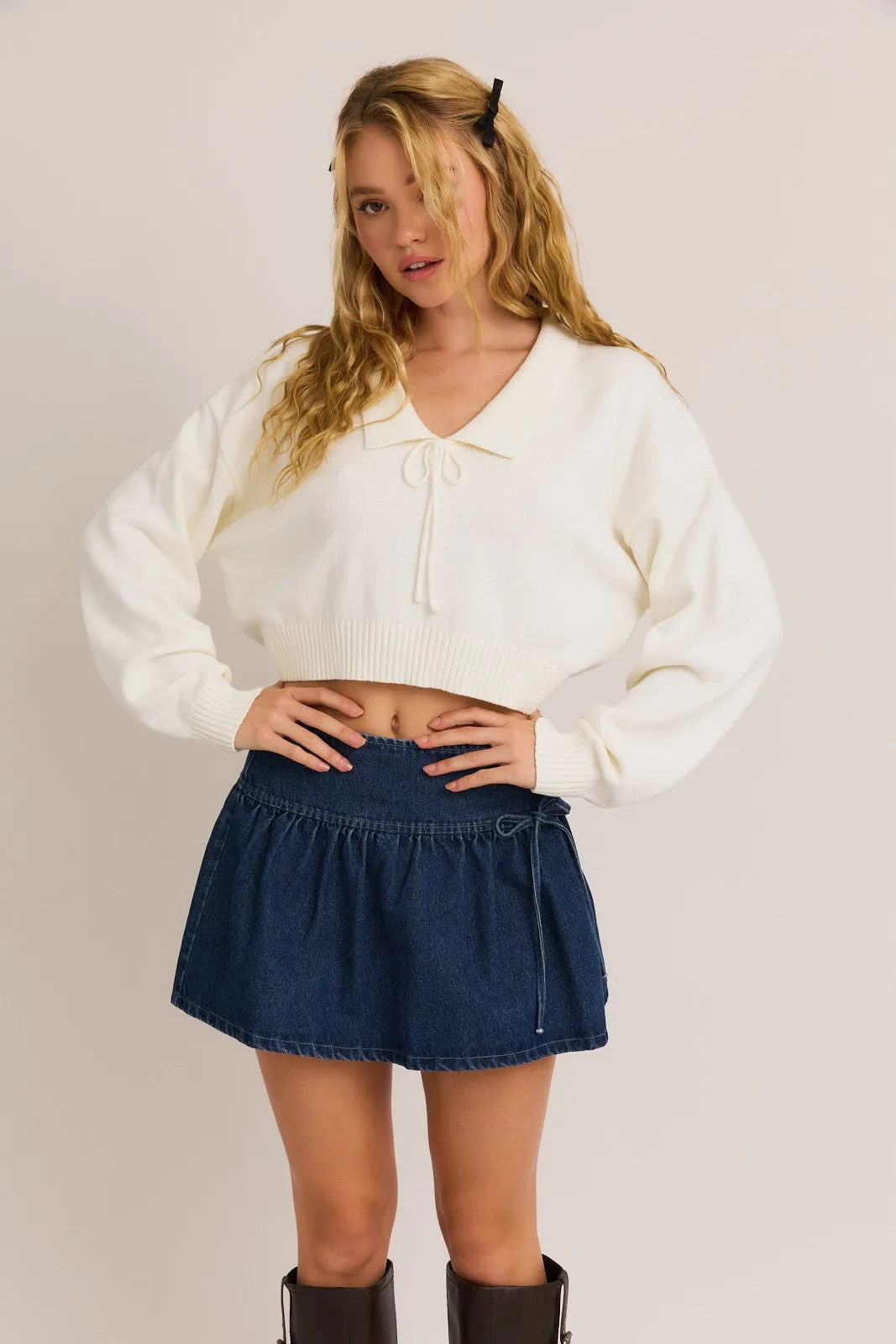 Collared Sweater Crop Top