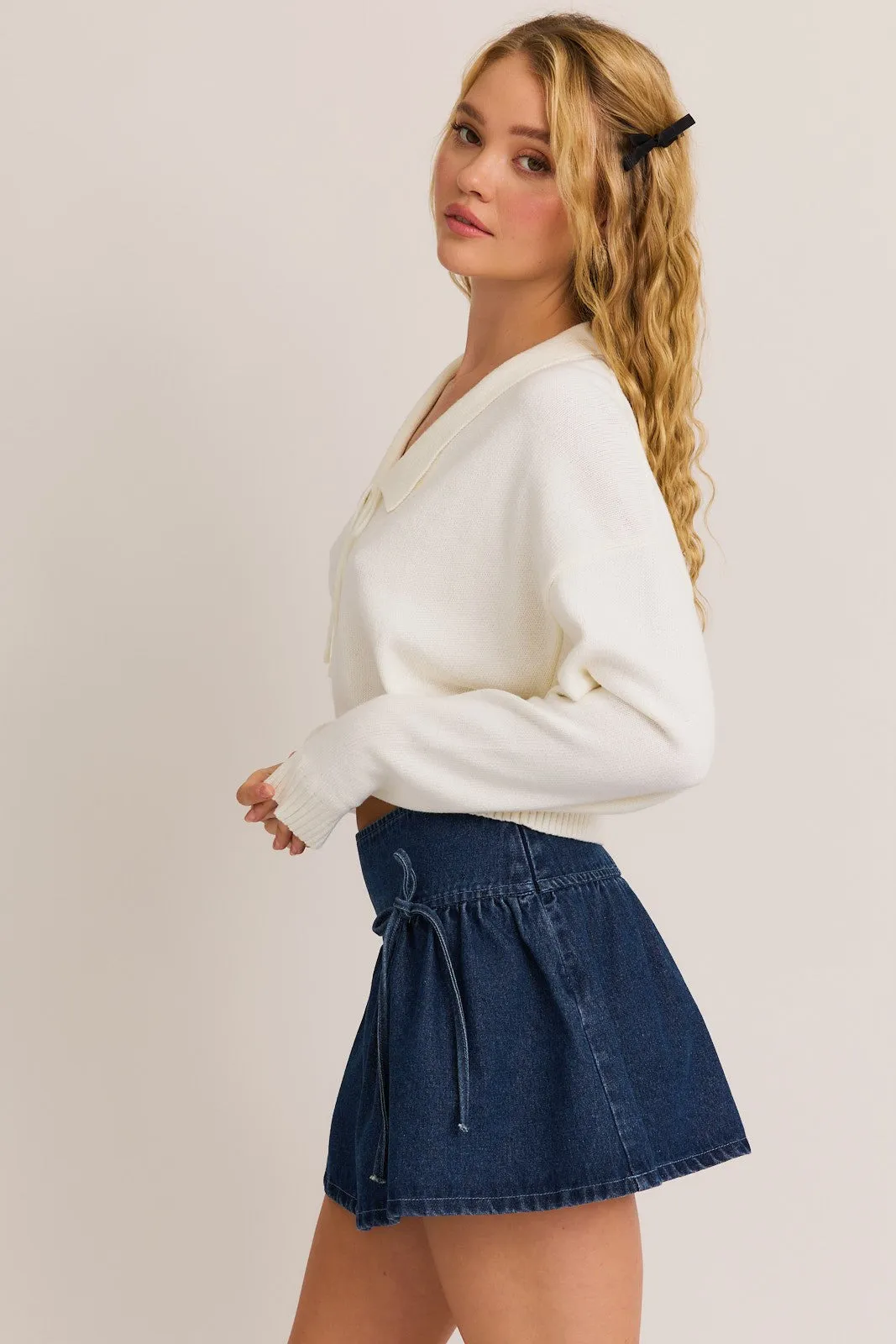 Collared Sweater Crop Top