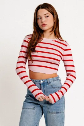 Cropped Striped Knitted Top