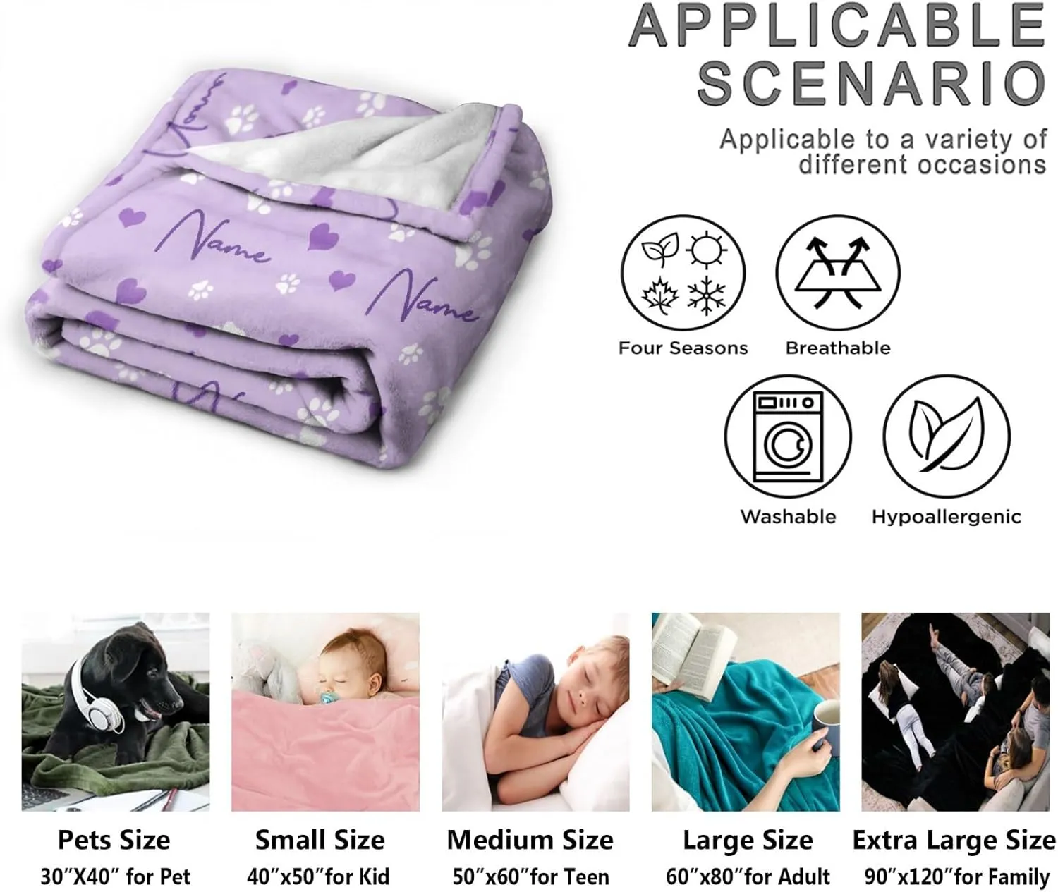 Custom Pet Blanket, Personalized Throw Blanket Gift for Puppy Dog Cat, 30"x40" for Pets