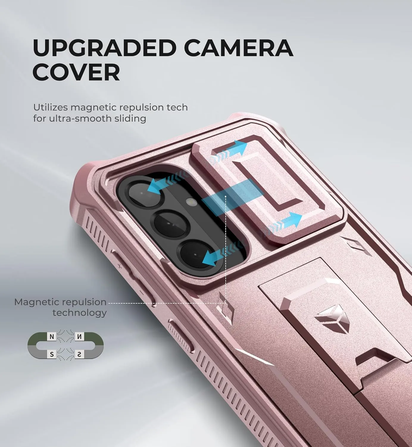 Dexnor for Samsung Galaxy A56-5G Case, [2 Front Frame] [Built-in Magnetic Slide Camera Cover & Kickstand] Heavy Duty Protection Shockproof Phone Case with Screen Protector, 6.7 inch Peony Pink