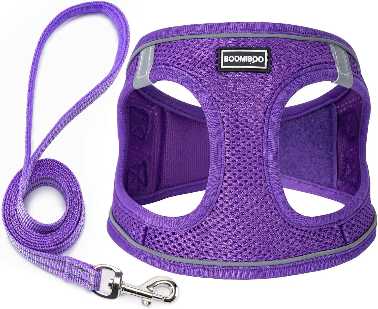 Dog Harness with Leash Set, No Pull Adjustable Reflective Step-in Puppy Pet Vest Harnesses for Small Medium Large Dogs and Cats,Purple XS