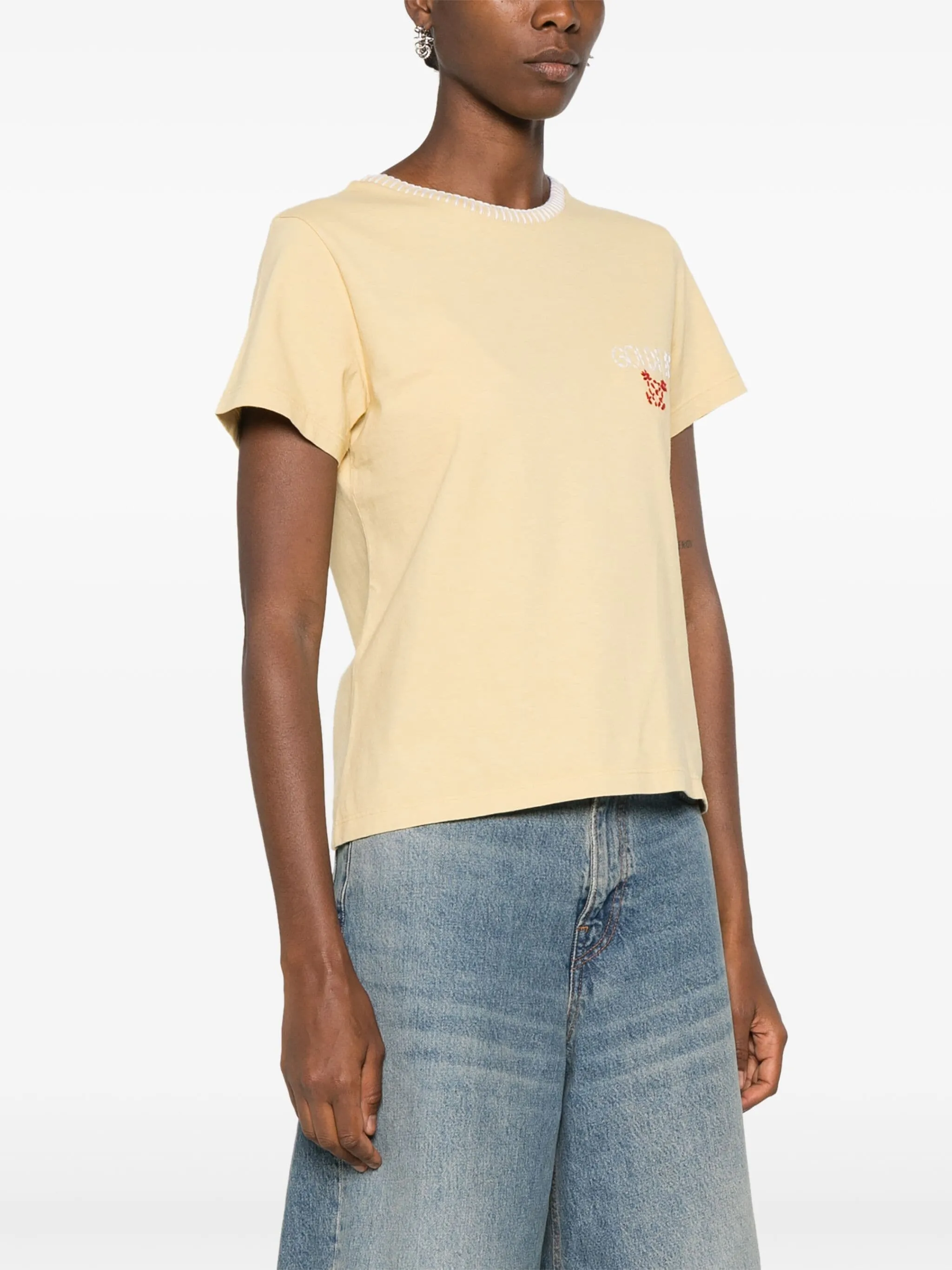 Doris whipstitch-trim T-shirt