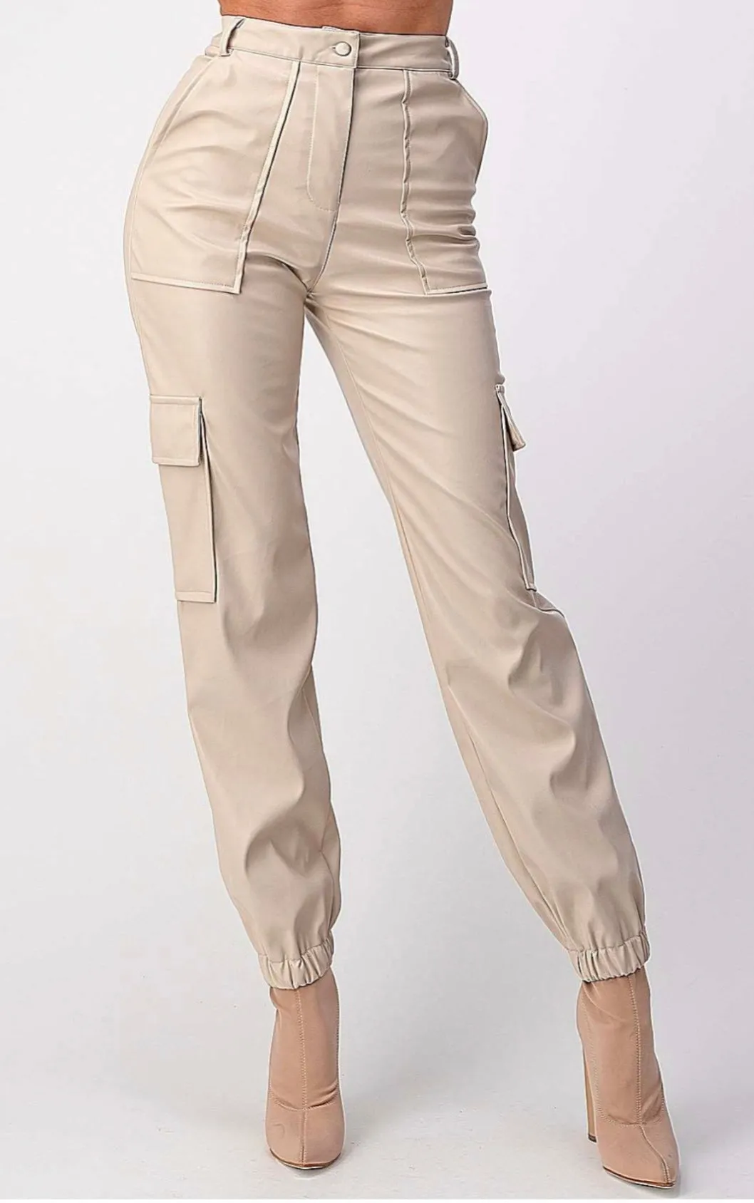 Eco Leather Cargo Joggers