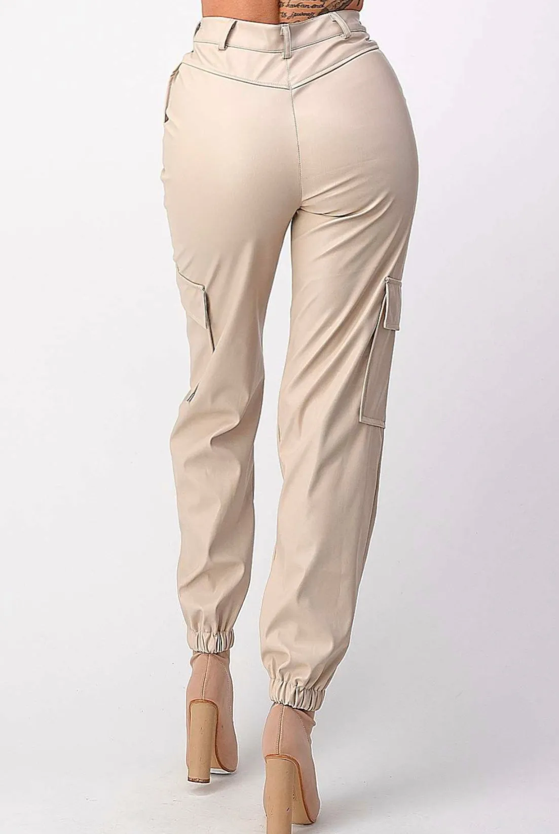 Eco Leather Cargo Joggers