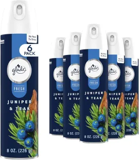 Glade Air Freshener Room Spray, Juniper & Teak Scent, Odor Fighting to Deliver Long Lasting Freshness, 8 Oz, 6 Count