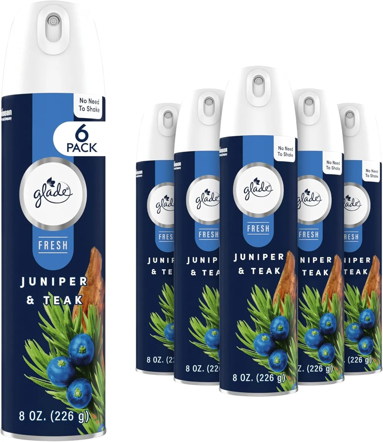 Glade Air Freshener Room Spray, Juniper & Teak Scent, Odor Fighting to Deliver Long Lasting Freshness, 8 Oz, 6 Count
