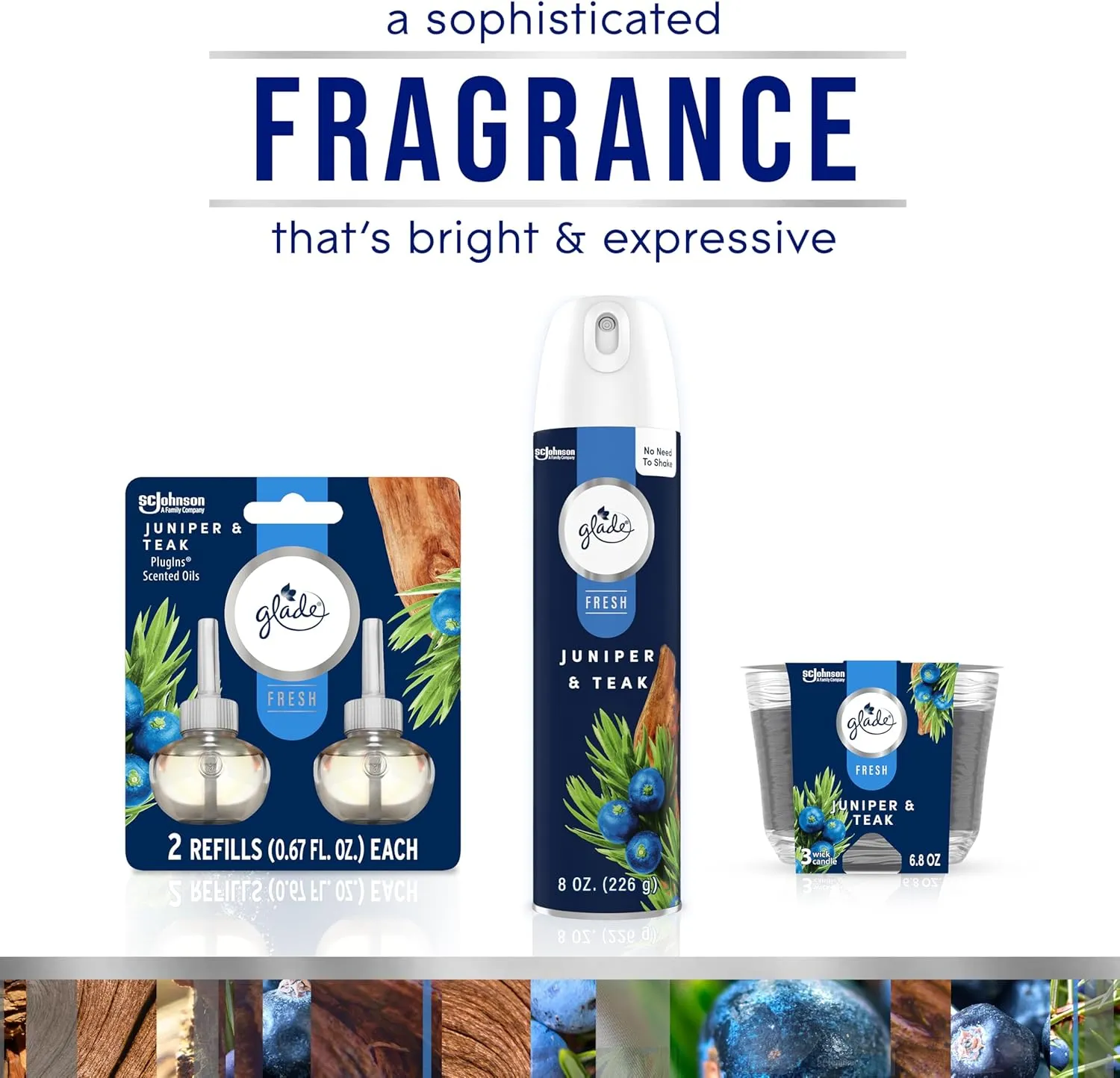 Glade Automatic Spray Refill, Air Freshener for Home and Bathroom, Juniper & Teak, Fresh Collection, 6.2 Oz