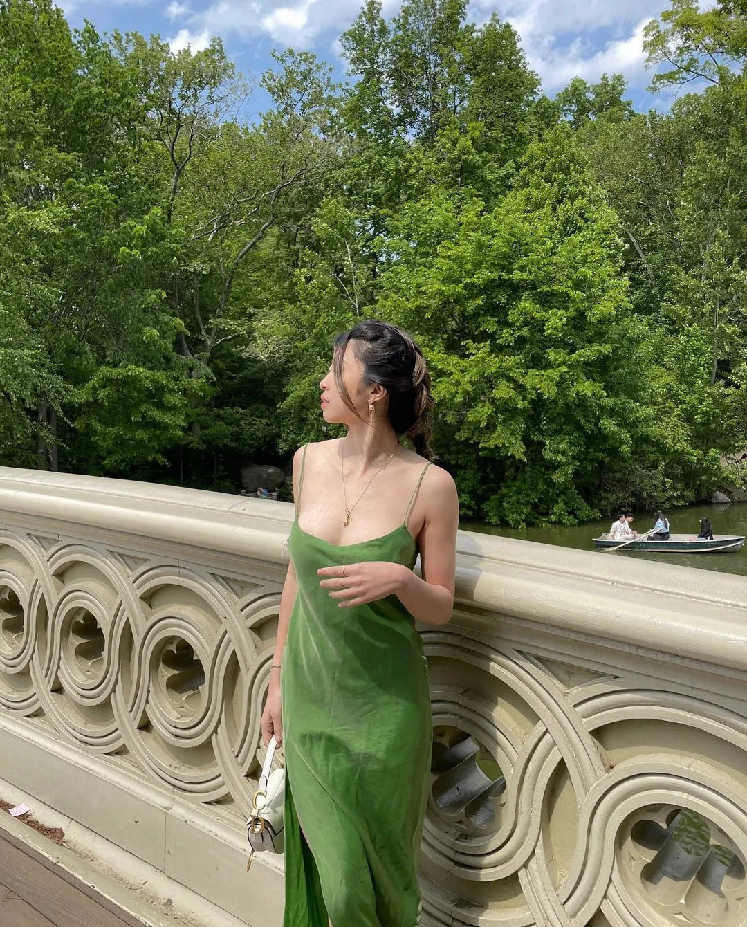 Green Elegant Slip Dress