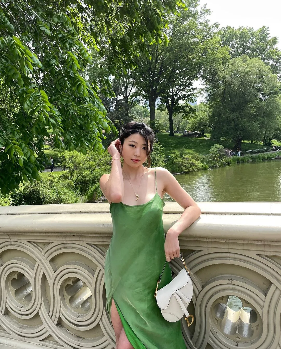 Green Elegant Slip Dress