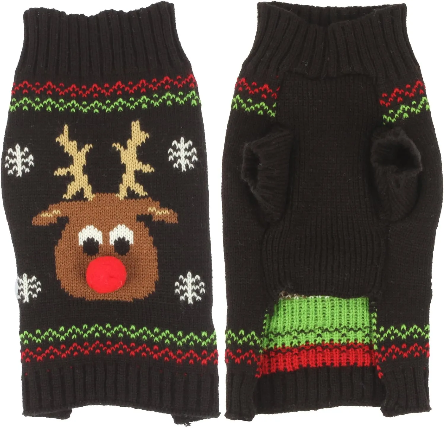 HAPEE Dog Xmas Sweaters, Red Nose Elk Puppy Clothes, Ugly Christmas Dog Sweaters