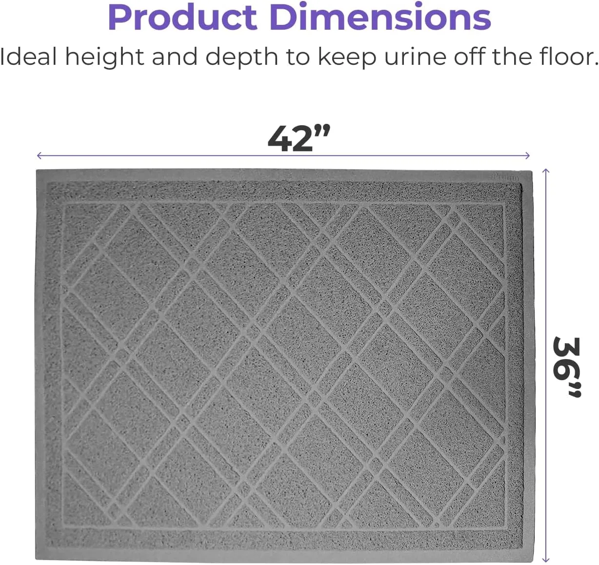 iPrimio Cat Litter Box Mat 42x36 Gray - Mesh Trapper, Easy Clean, Repels Odour - Non-Slip Kitty Litter Mat