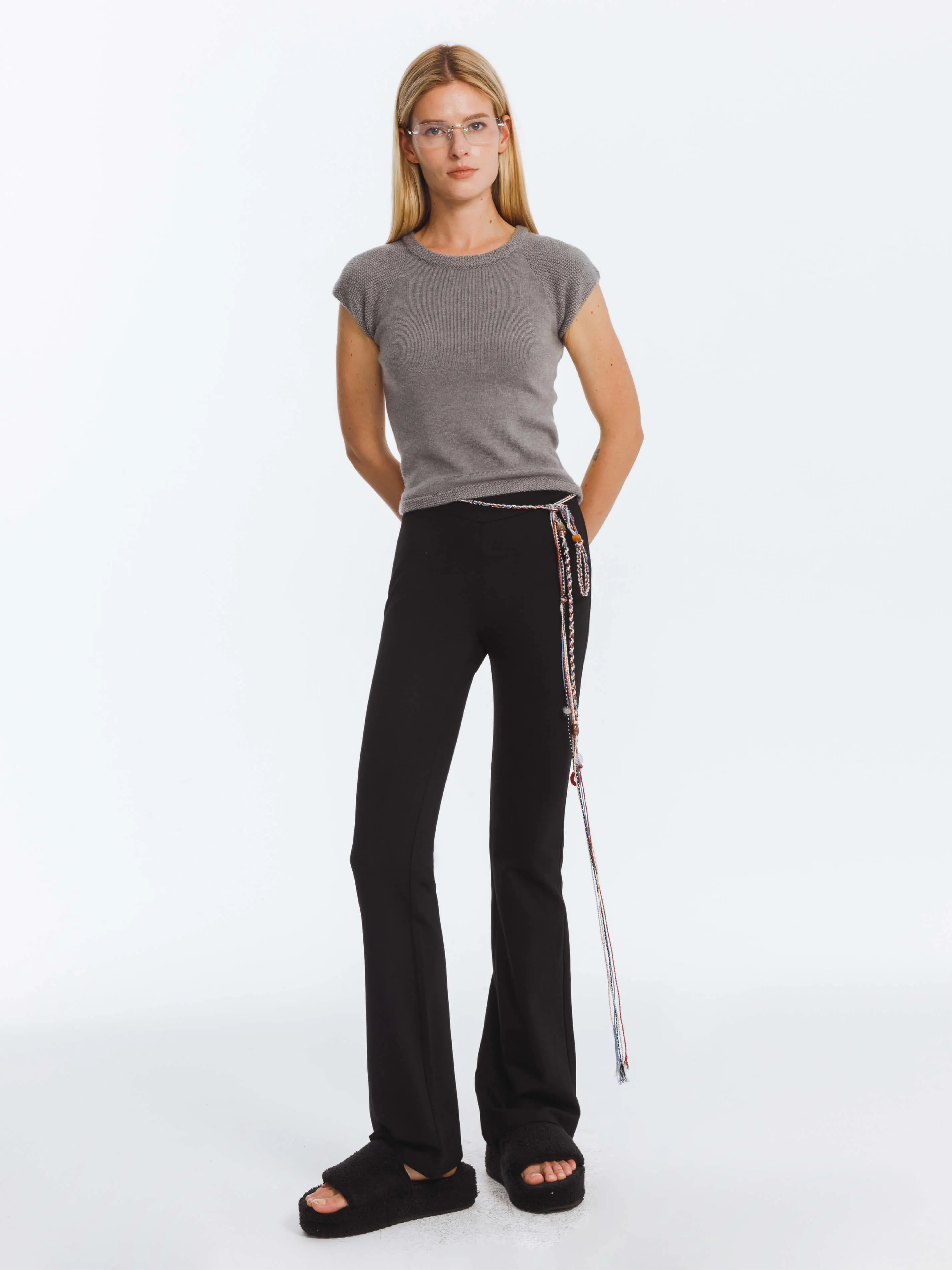 Jacquard Cropped Knit Top with Cashmere Blend