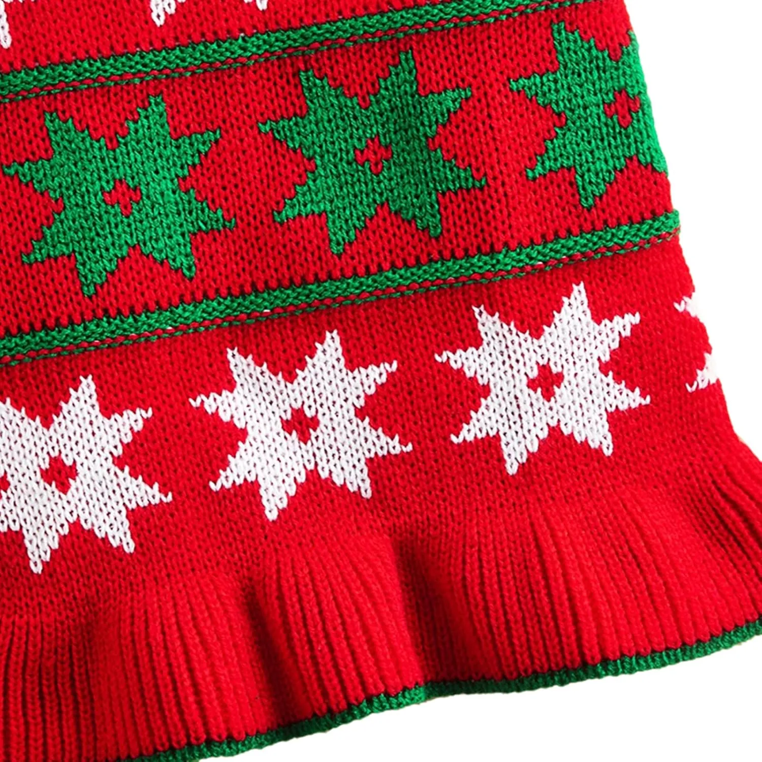 Jecikelon Pet Dog Sweaters for Small Dogs Dress with Snow Knitwear Turtleneck Pullover Dog Clothes Warm Winter Puppy Sweater Long Dresses (Red, Small)