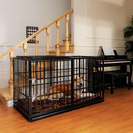 kejector 61 Inch Heavy Duty Dog Crates,Large Dog Crate Indestructible Steel Escape Proof Kennel, Indoor Double Door High Anxiety Cage, Without Wheels,Removable Tray XXXL