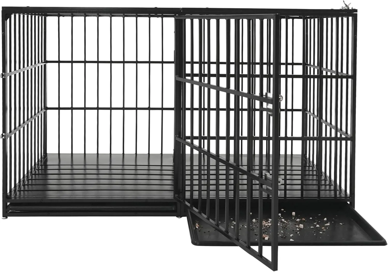 kejector 61 Inch Heavy Duty Dog Crates,Large Dog Crate Indestructible Steel Escape Proof Kennel, Indoor Double Door High Anxiety Cage, Without Wheels,Removable Tray XXXL