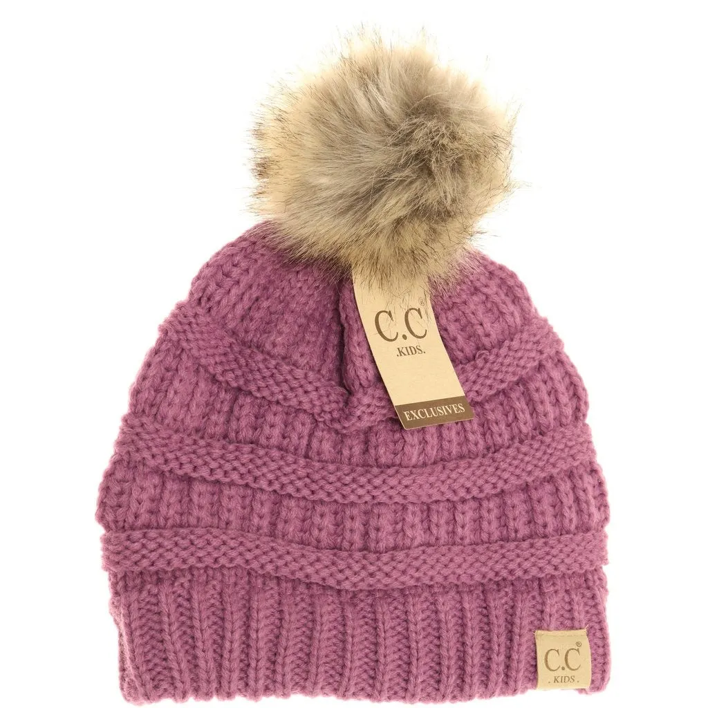 KIDS FUR POM CC BEANIE