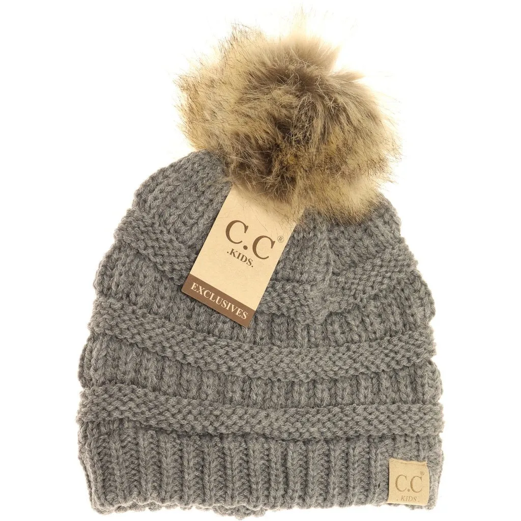 KIDS FUR POM CC BEANIE