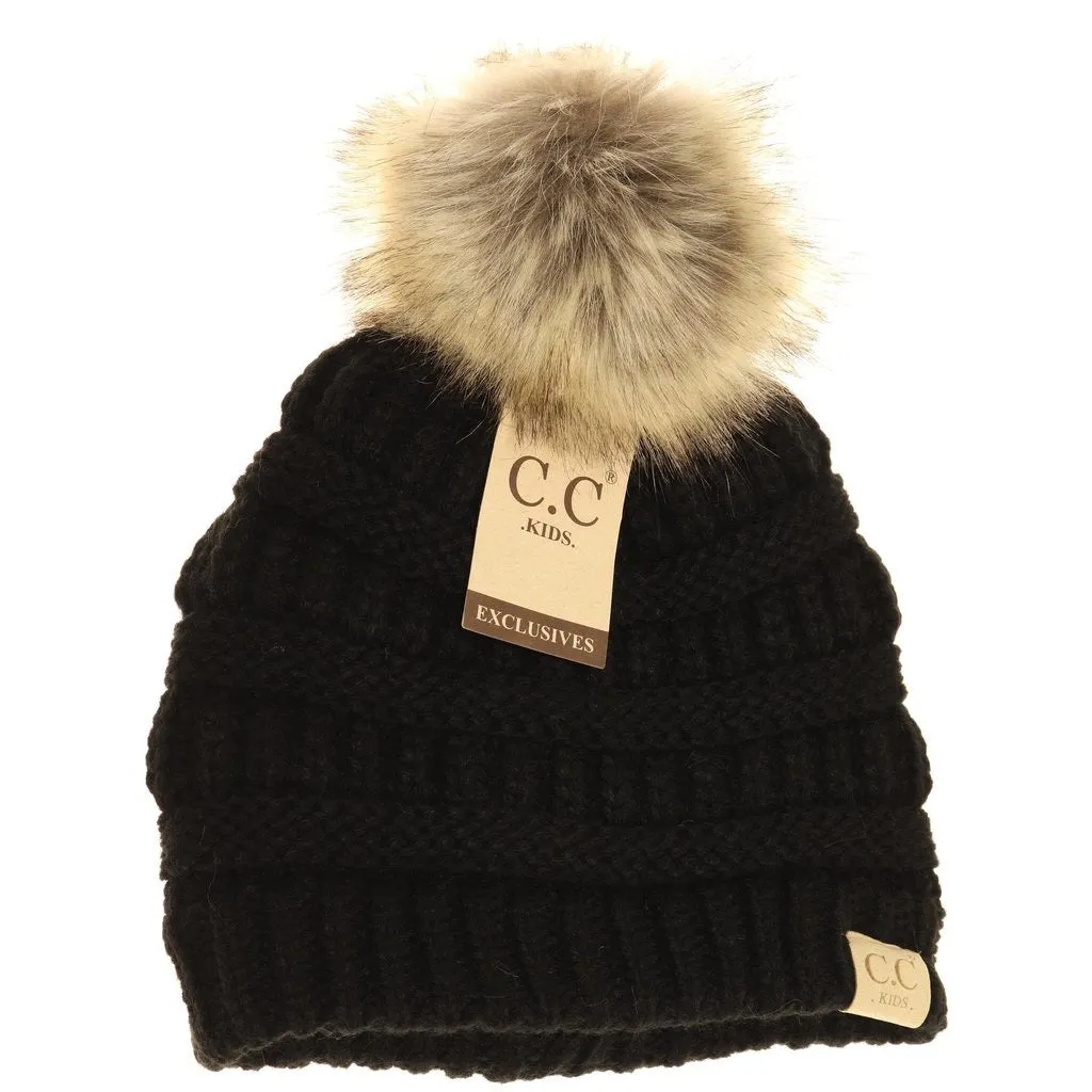 KIDS FUR POM CC BEANIE
