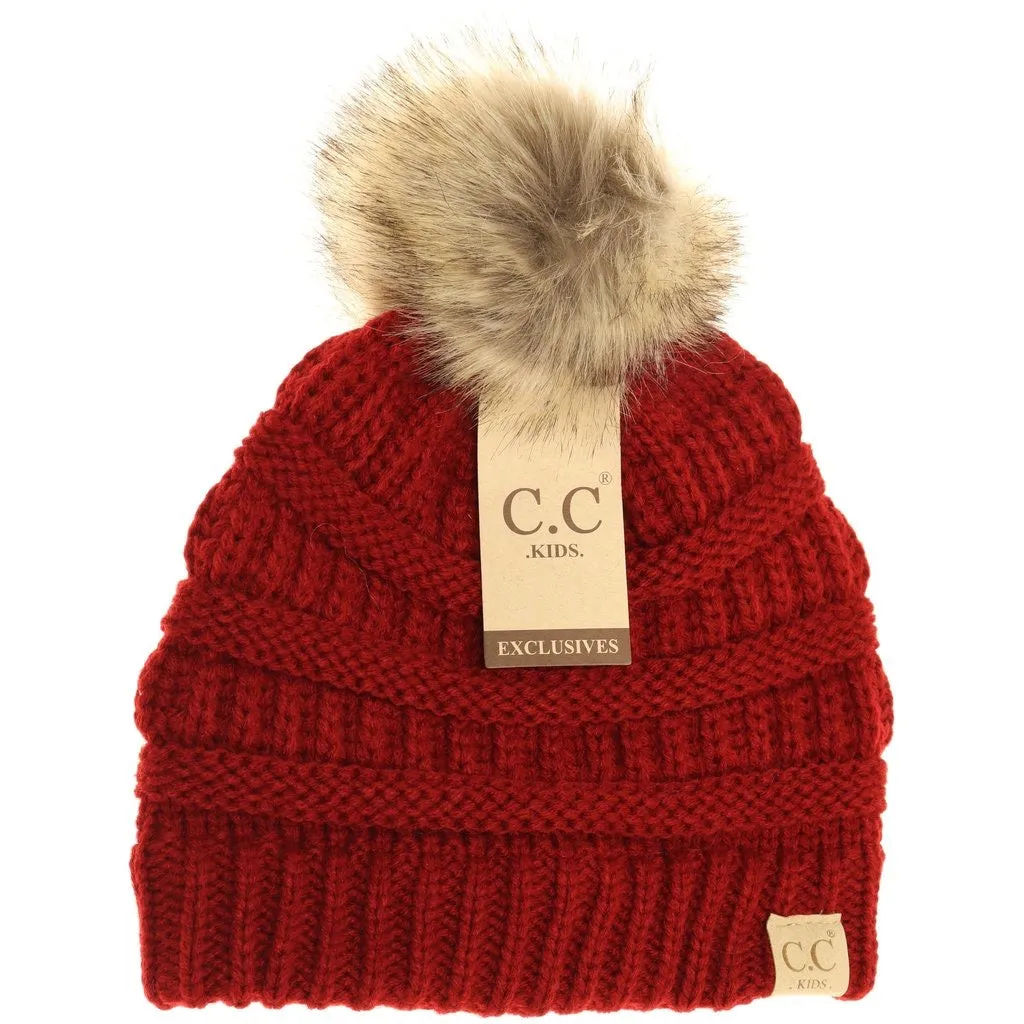 KIDS FUR POM CC BEANIE