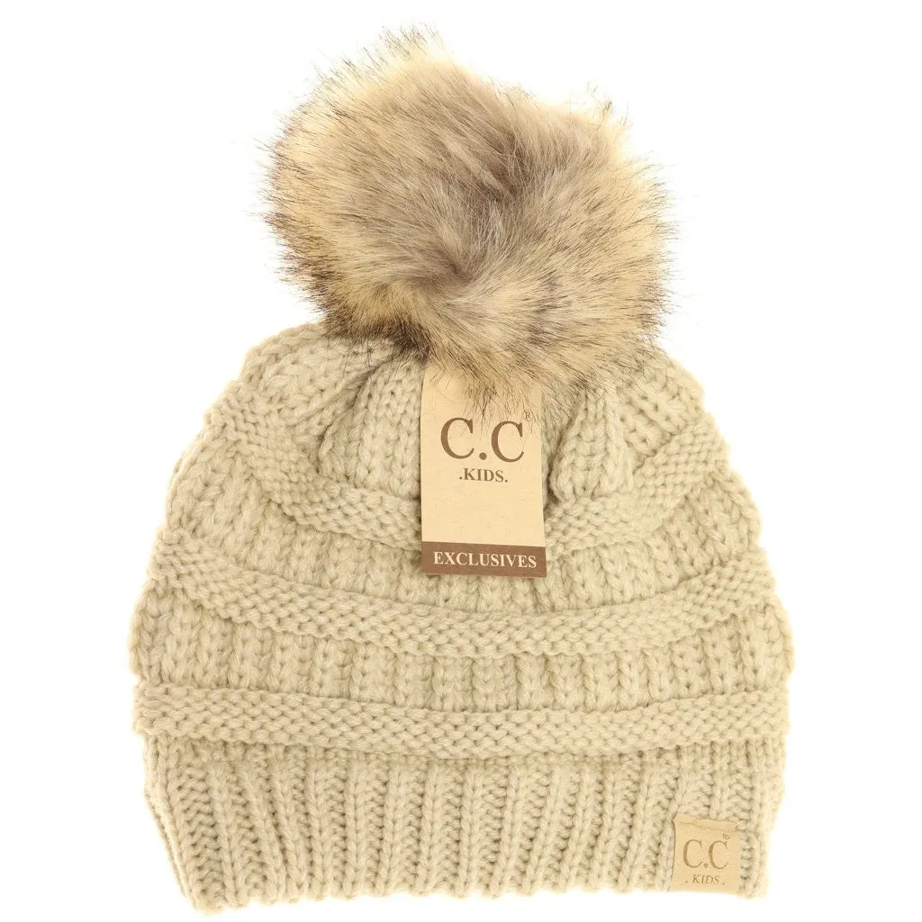 KIDS FUR POM CC BEANIE