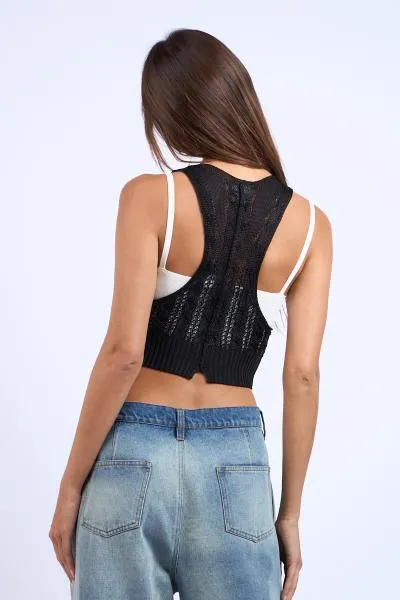 Knit Vest - Black -