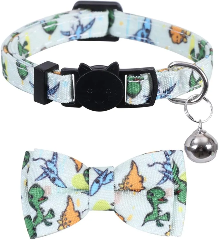 Lamphyface 2 Pack/Set Cat Collar Breakaway with Cute Bow Tie and Bell for Kitty Adjustable Safety