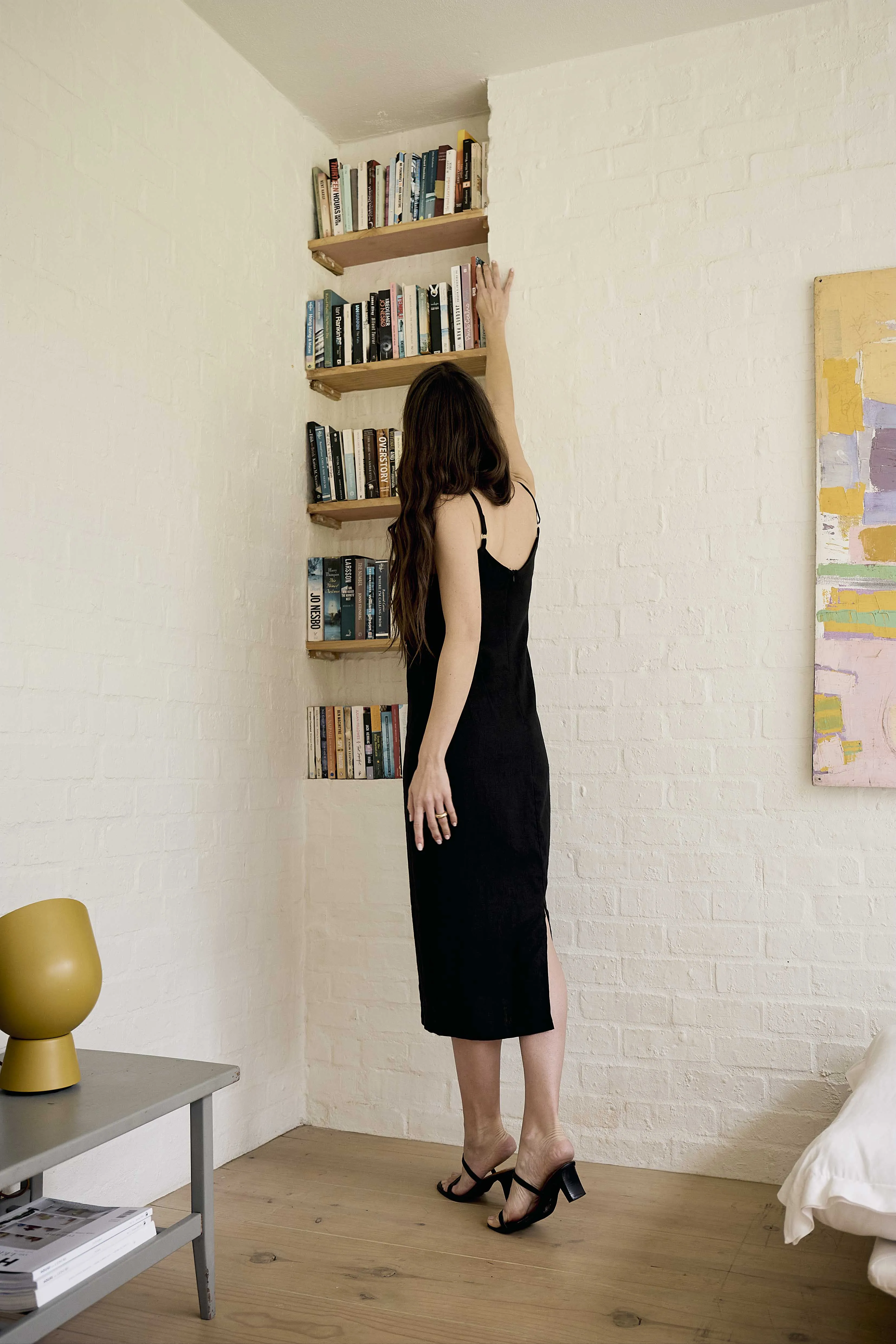 Linen Slip Dress | Black