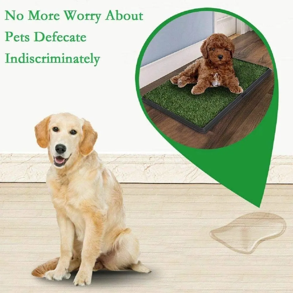 LOMANTOWN Dog Grass Pad with Tray Indoor Outdoor Pet Training Grass with Tray Washable Pee Pads, 3 Layered System Dog Litter Box for Puppy Training (30 x 20 in)