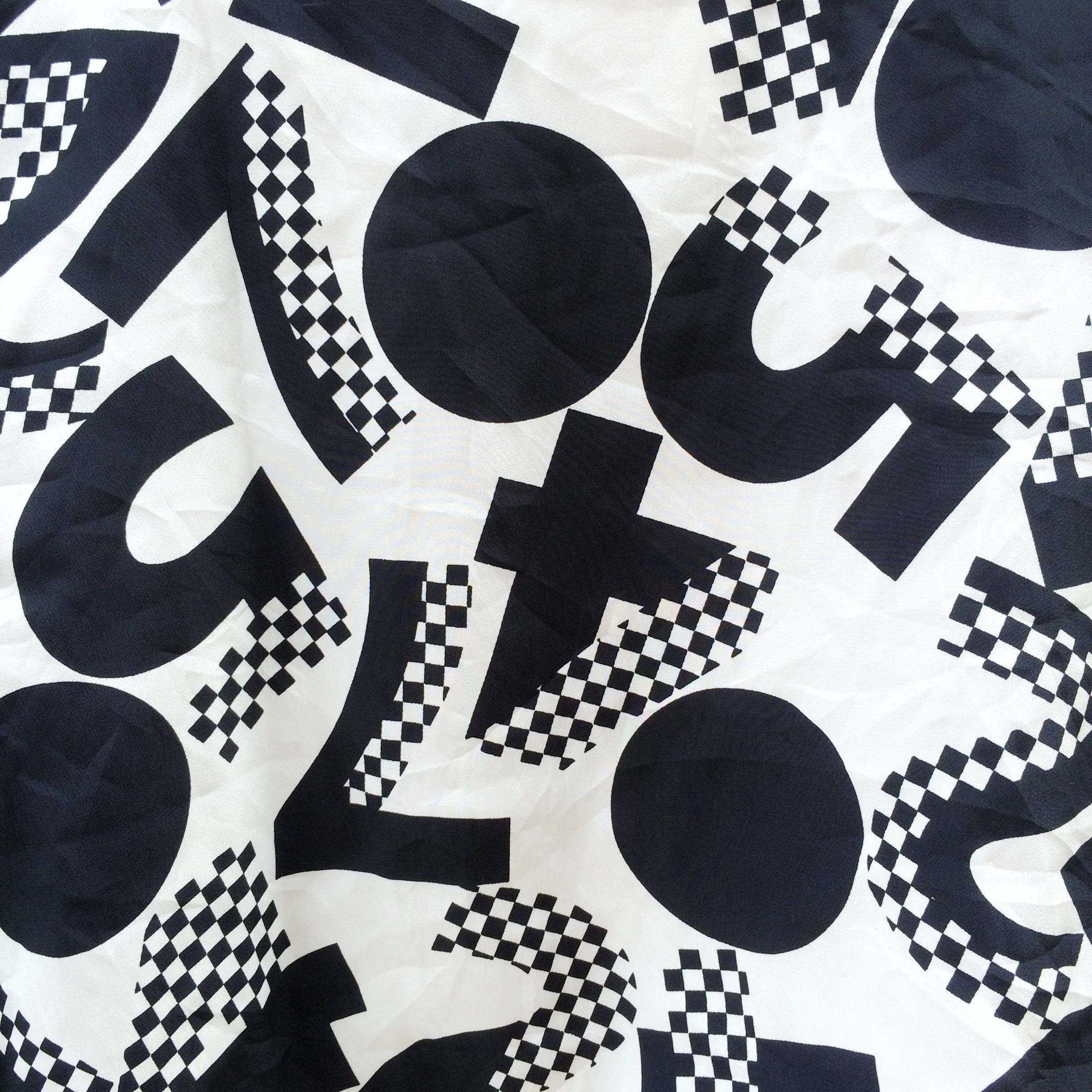Long Division | Vintage 1980s long-sleeved Monochrome black and white Crop Top with Geometric Math Print