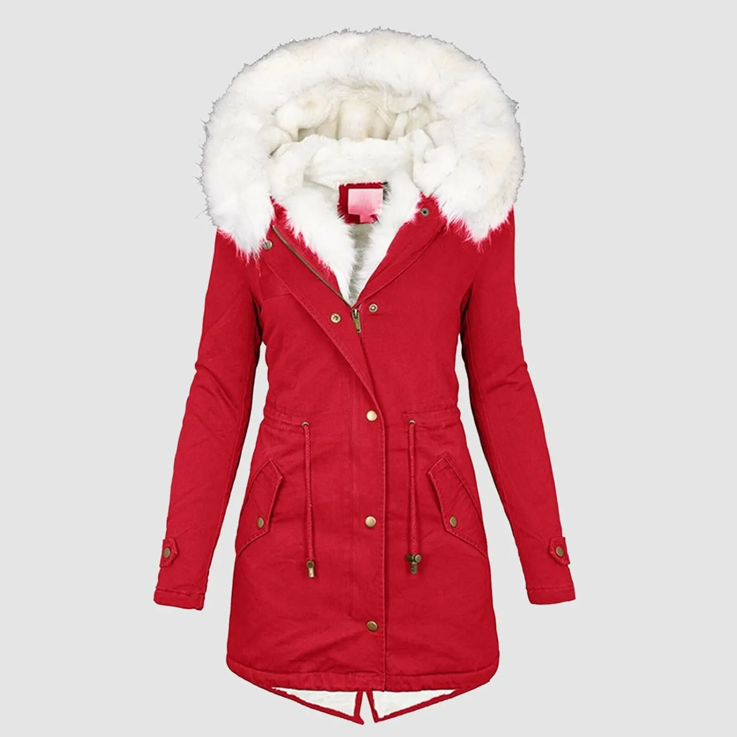 Long Winter Coats for Women 2023 Thicken Fleece Lined Parkas Anoraks Warm Cotton Puffer Jacket Coats with Faux Fur Hood