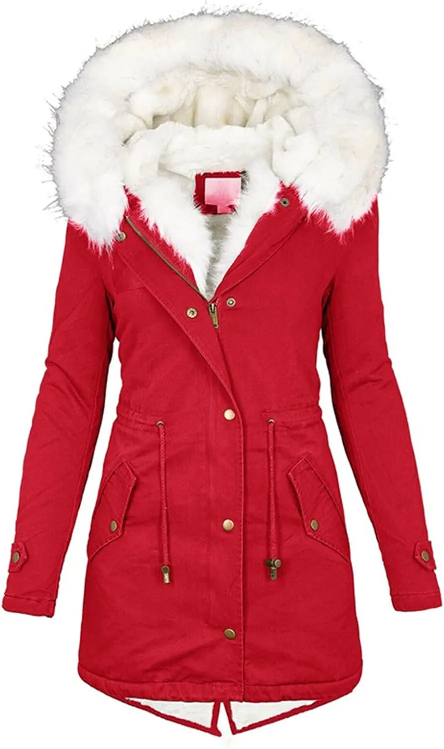 Long Winter Coats for Women 2023 Thicken Fleece Lined Parkas Anoraks Warm Cotton Puffer Jacket Coats with Faux Fur Hood