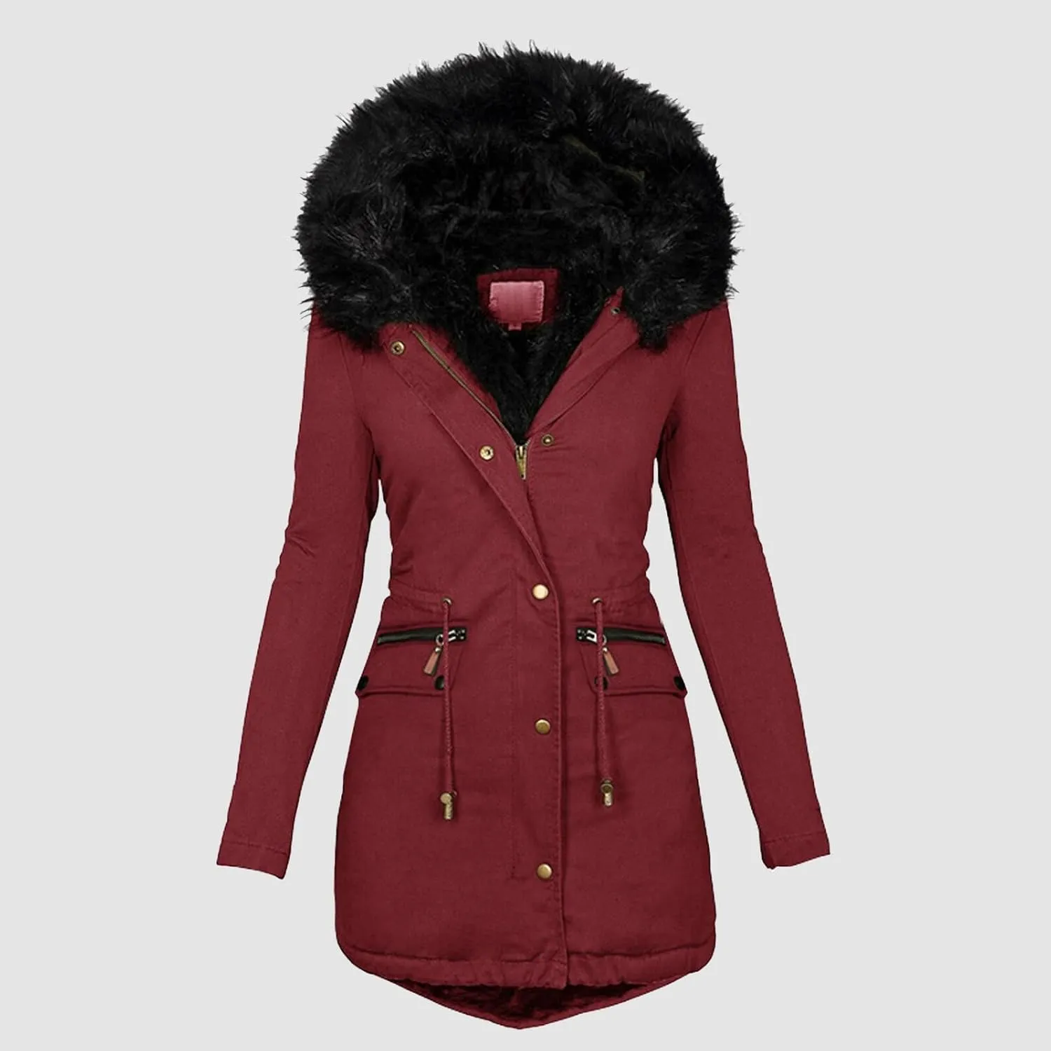 Long Winter Coats for Women 2023 Thicken Fleece Lined Parkas Anoraks Warm Cotton Puffer Jacket Coats with Faux Fur Hood