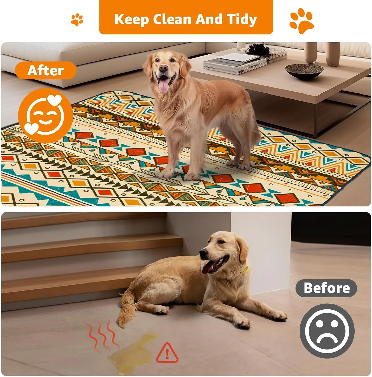LOOBANI Reusable Pee Pads for Dogs: 2 Pack Washable Puppy Pads Waterproof 31"x36", Super Absorbent Whelping Pad, Leak-Proof & Non-Slip Dog Training Pads for Floor, Potty, Playpen, Crate (Yellow)