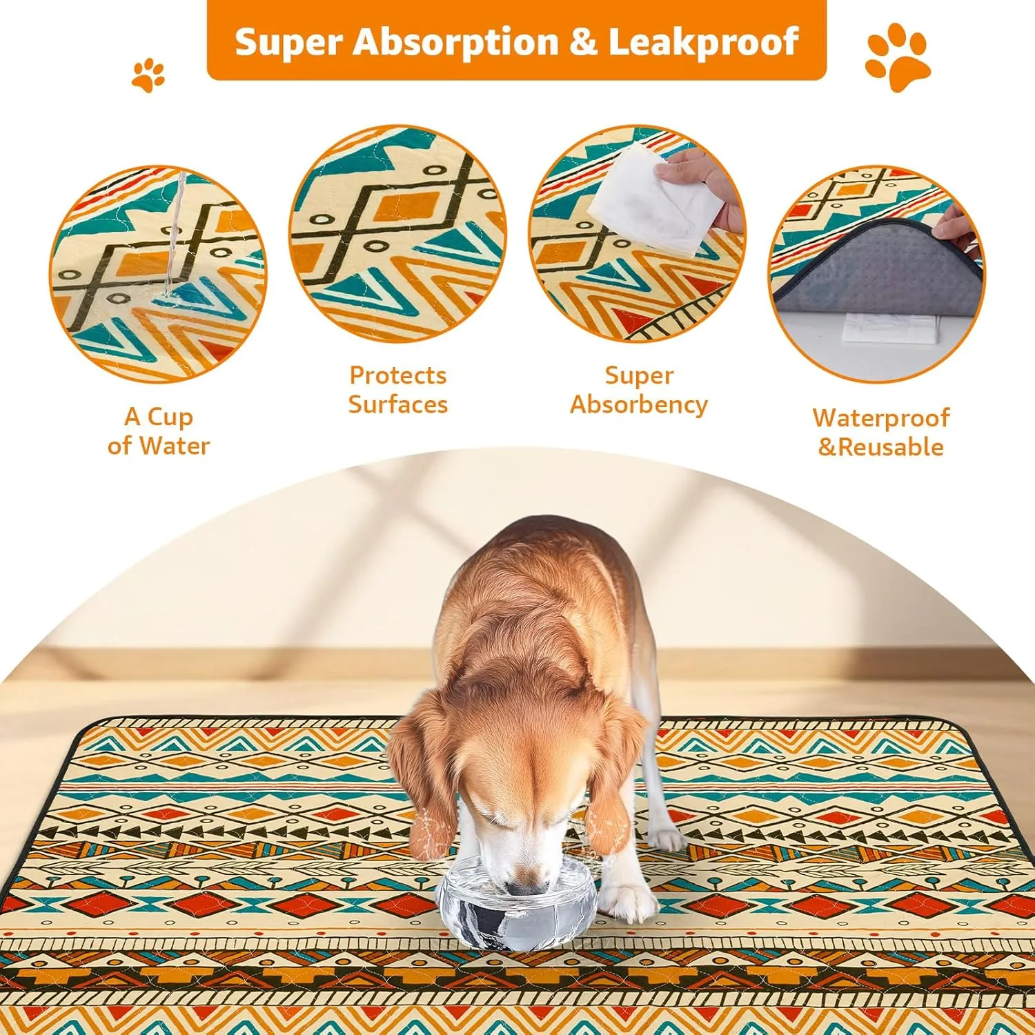 LOOBANI Reusable Pee Pads for Dogs: 2 Pack Washable Puppy Pads Waterproof 31"x36", Super Absorbent Whelping Pad, Leak-Proof & Non-Slip Dog Training Pads for Floor, Potty, Playpen, Crate (Yellow)