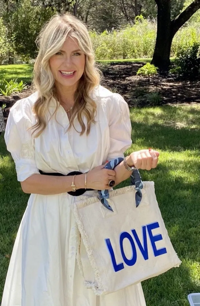 LOVE Fringe Bandana Tote PINK or BLUE