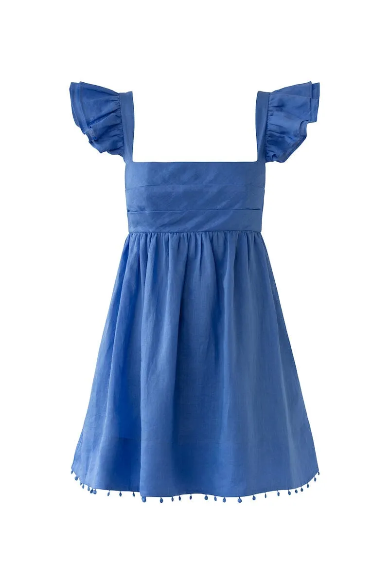 LUNA BABYDOLL FRILL MINI DRESS - Royal Blue