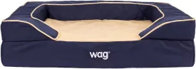 Luxe Dog Bed by Wag | Quad Layer Technology with Memory Foam, Orthopedic Foam, and Cooling Gel. Machine Washable Cover. Navy, Small
