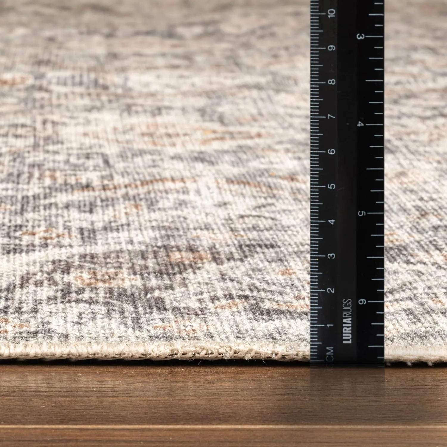 Machine Washable 5' x 7' Non-Slip Medium Area Rug for Living Room, Kitchen, Bedroom, Home Office - Vintage Farmhouse, Aria Collection (Navy Blue/Charcoal/Beige)