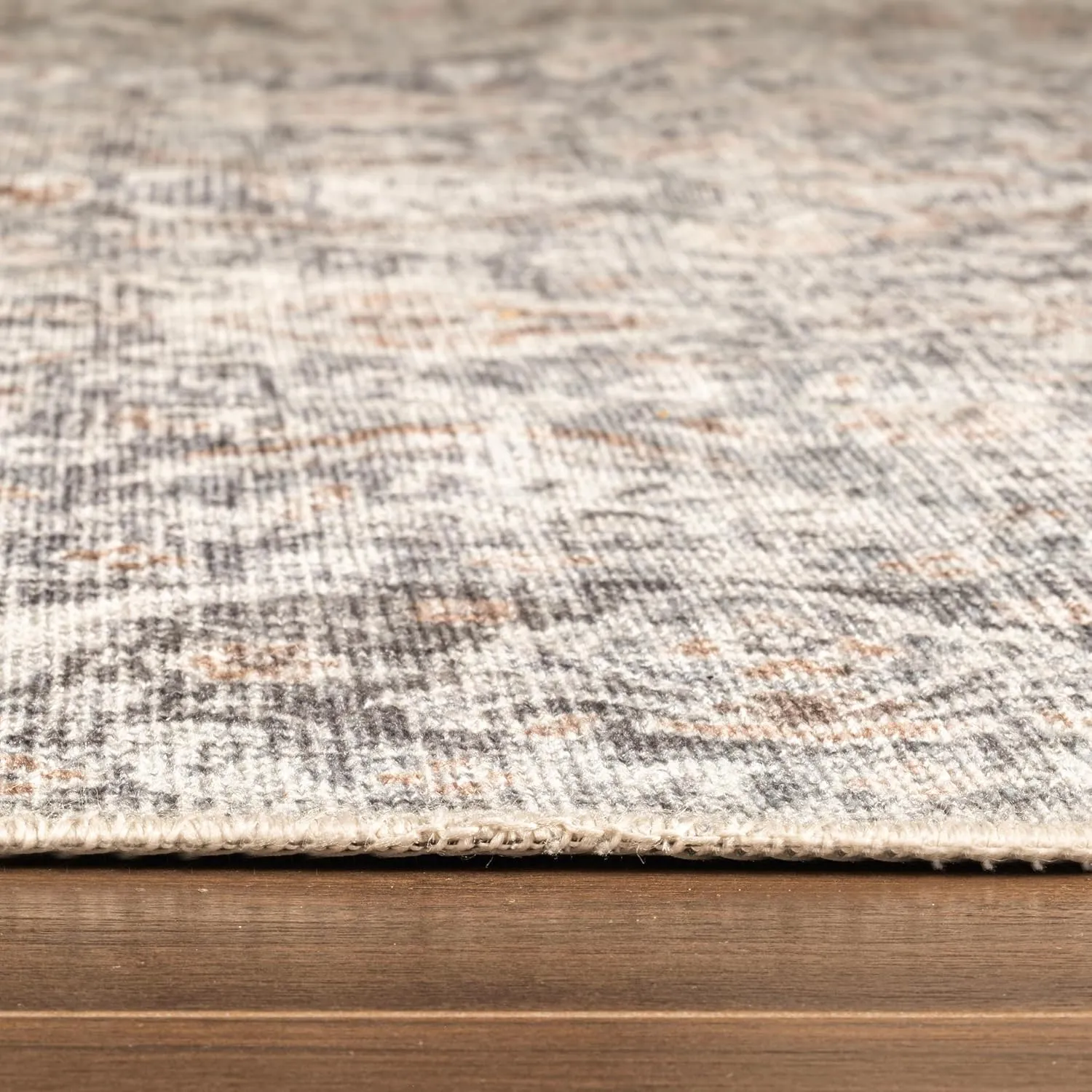 Machine Washable 5' x 7' Non-Slip Medium Area Rug for Living Room, Kitchen, Bedroom, Home Office - Vintage Farmhouse, Aria Collection (Navy Blue/Charcoal/Beige)