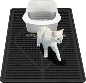 Mofason Rubber Cat Litter Mat - Kitty Litter Box mat - Silicone Litter Trapping Catcher Mat - Cat Supplies & Accessories for Indoor Cats (24" x 15") - Black