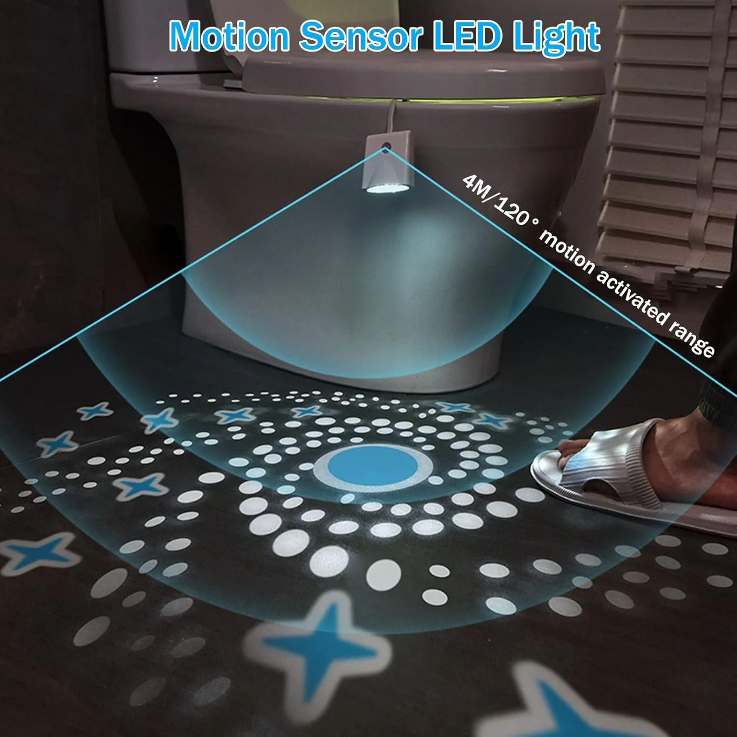 Motion Sensor Toilet Night Light, 16 Color Changing LED with Star Projection, Rechargeable Bowl Light - Fun Gift for All Ages
