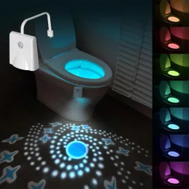 Motion Sensor Toilet Night Light, 16 Color Changing LED with Star Projection, Rechargeable Bowl Light - Fun Gift for All Ages