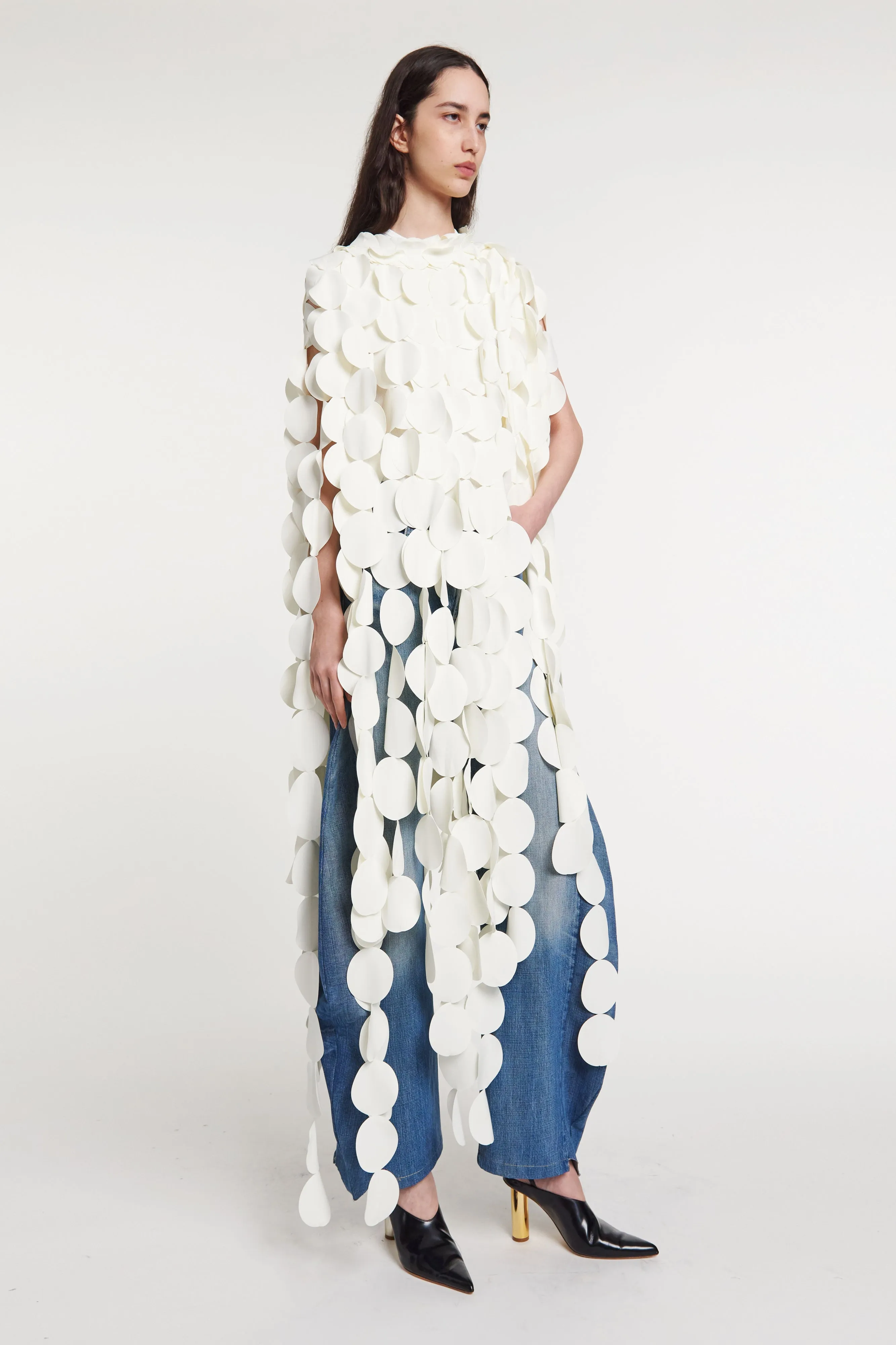 Multi Circle Layered Cape Top Ivory